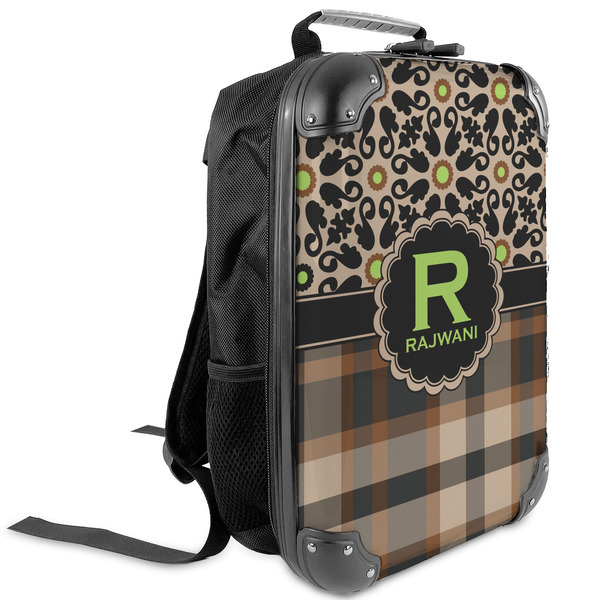 Custom Moroccan Mosaic & Plaid Kids Hard Shell Backpack (Personalized)
