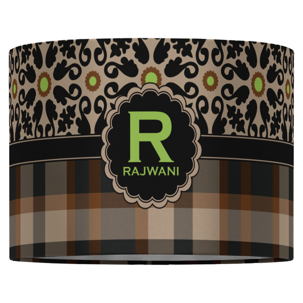 Moroccan Mosaic & Plaid 16" Drum Lampshade - FRONT (Fabric)