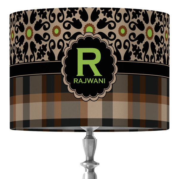 Custom Moroccan Mosaic & Plaid 16" Drum Lamp Shade - Fabric (Personalized)