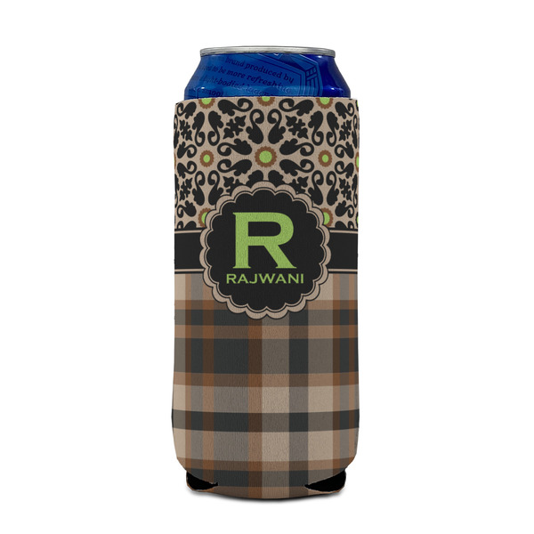 Moroccan Mosaic & Plaid 16oz Can Sleeve - FRONT (on can)