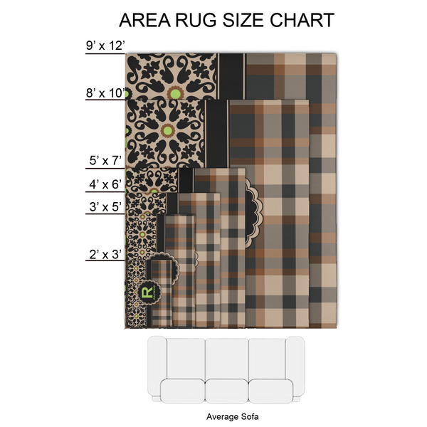 Moroccan Mosaic & Plaid 2'x3' Indoor Area Rugs - Size Chart