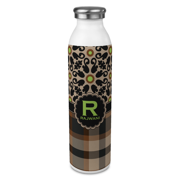 Custom Moroccan Mosaic & Plaid 20oz Stainless Steel Water Bottle - Full Print (Personalized)