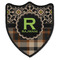Moroccan Mosaic & Plaid Iron On Shield Patch B w/ Name and Initial