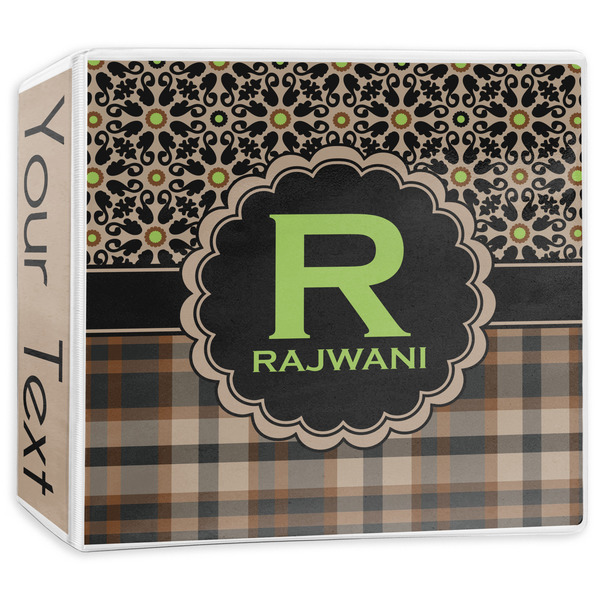 Custom Moroccan Mosaic & Plaid 3-Ring Binder - 3 inch (Personalized)