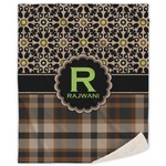 Moroccan Mosaic & Plaid Sherpa Throw Blanket (Personalized)