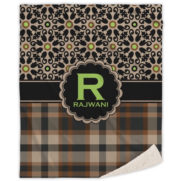 Custom Moroccan Mosaic & Plaid Sherpa Throw Blanket (Personalized)