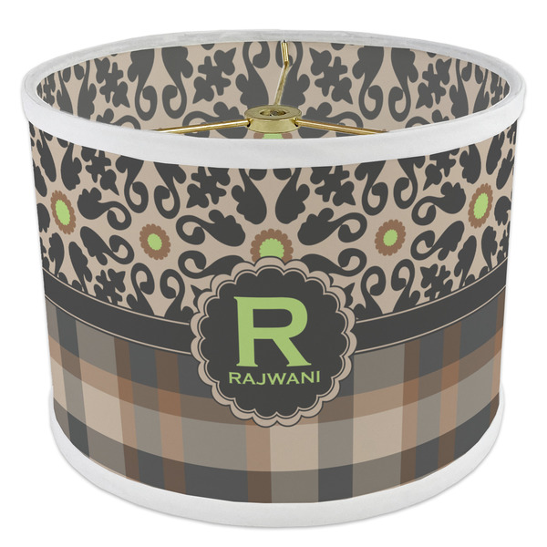Moroccan Mosaic & Plaid 8" Drum Lampshade - ANGLE Poly-Film
