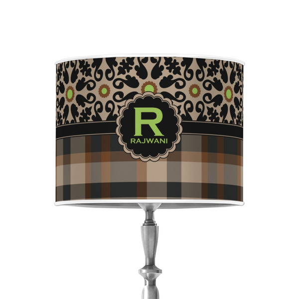 Moroccan Mosaic & Plaid 8" Drum Lampshade - ON STAND (Poly Film)