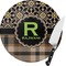 Moroccan Mosaic & Plaid Round Glass Cutting Board - Small (Personalized)