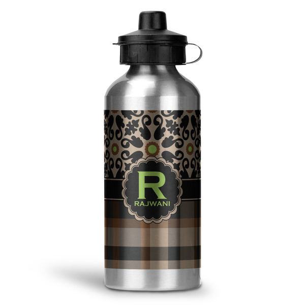 Custom Moroccan Mosaic & Plaid Water Bottle - Aluminum - 20 oz (Personalized)