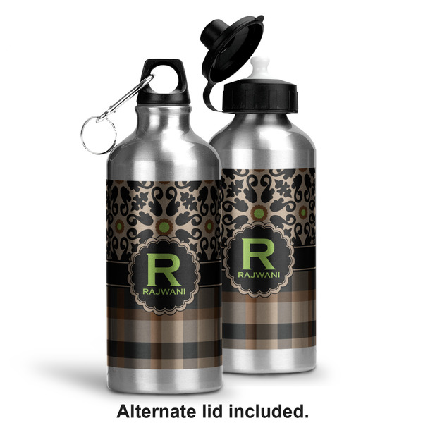 Moroccan Mosaic & Plaid Aluminum Water Bottle - Alternate lid options