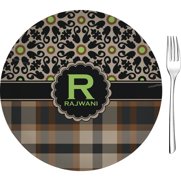Custom Moroccan Mosaic & Plaid 8" Glass Appetizer / Dessert Plates - Single or Set (Personalized)