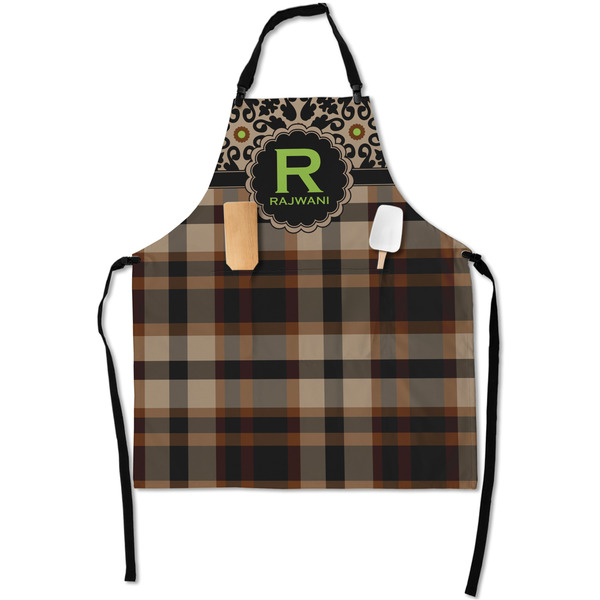 Custom Moroccan Mosaic & Plaid Apron With Pockets w/ Name and Initial