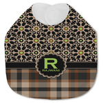 Moroccan Mosaic & Plaid Jersey Knit Baby Bib w/ Name and Initial