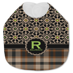 Moroccan Mosaic & Plaid Jersey Knit Baby Bib w/ Name and Initial