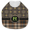 Moroccan Mosaic & Plaid Jersey Knit Baby Bib w/ Name and Initial