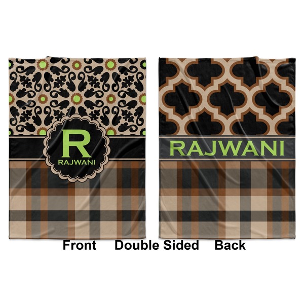 Moroccan Mosaic & Plaid Baby Blanket (Double Sided - Printed Front and Back)