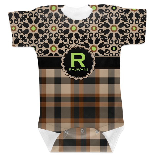 Custom Moroccan Mosaic & Plaid Baby Bodysuit (Personalized)