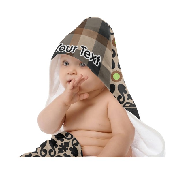 Moroccan Mosaic & Plaid Baby Hooded Towel on Child