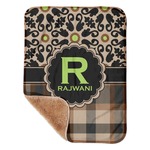 Moroccan Mosaic & Plaid Sherpa Baby Blanket - 30" x 40" w/ Name and Initial