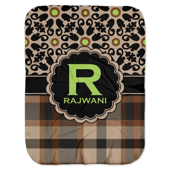 Custom Moroccan Mosaic & Plaid Baby Swaddling Blanket (Personalized)