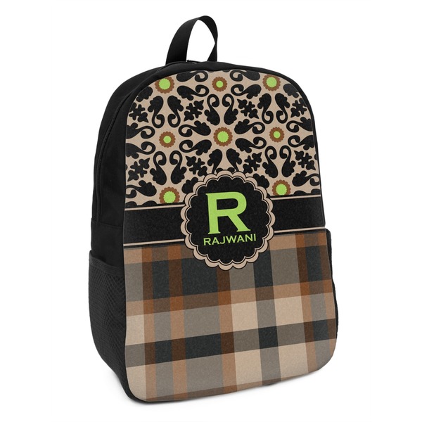 Custom Moroccan Mosaic & Plaid Kids Backpack (Personalized)