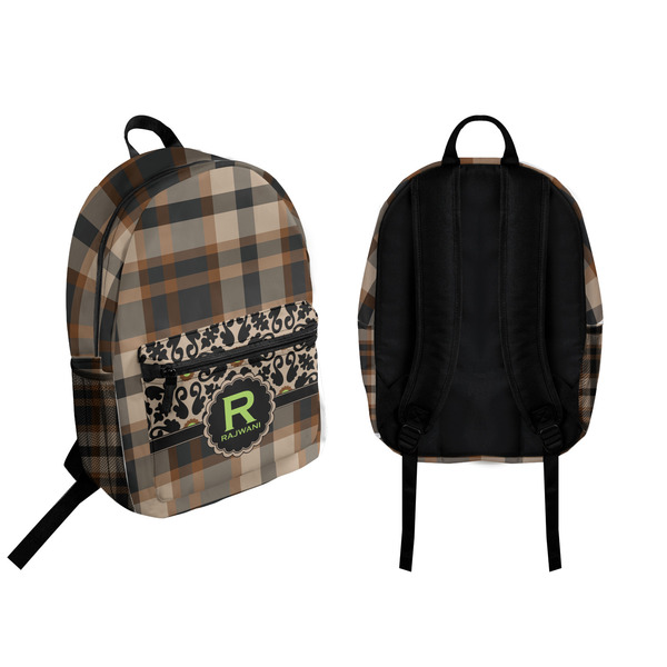 Moroccan Mosaic & Plaid Backpack front and back - Apvl