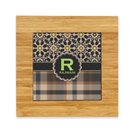 Moroccan Mosaic & Plaid Bamboo Trivet with Ceramic Tile Insert (Personalized)