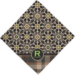 Moroccan Mosaic & Plaid Dog Bandana Scarf w/ Name and Initial