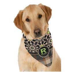 Moroccan Mosaic & Plaid Dog Bandana Scarf w/ Name and Initial