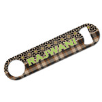 Moroccan Mosaic & Plaid Bar Bottle Opener w/ Name and Initial