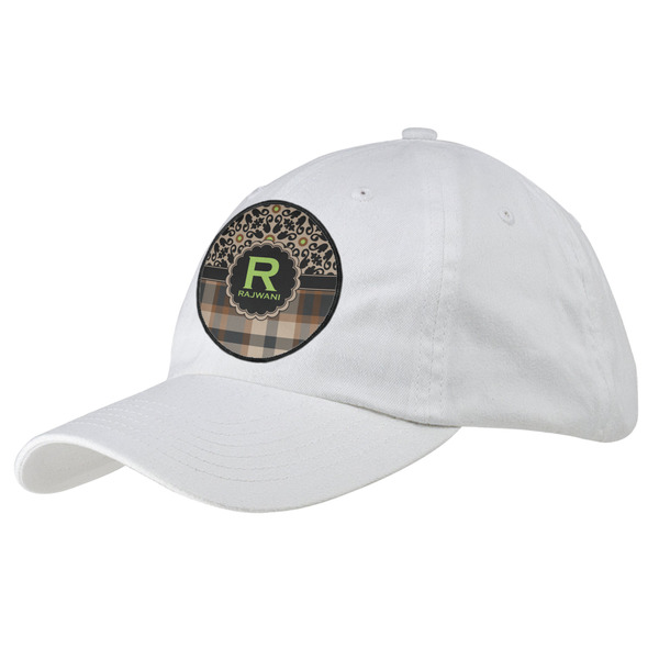 Custom Moroccan Mosaic & Plaid Baseball Cap - White (Personalized)