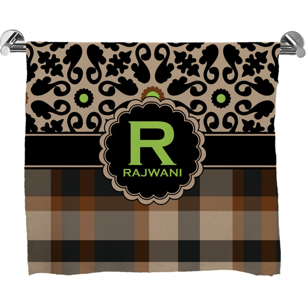 Custom Moroccan Mosaic & Plaid Bath Towel (Personalized)