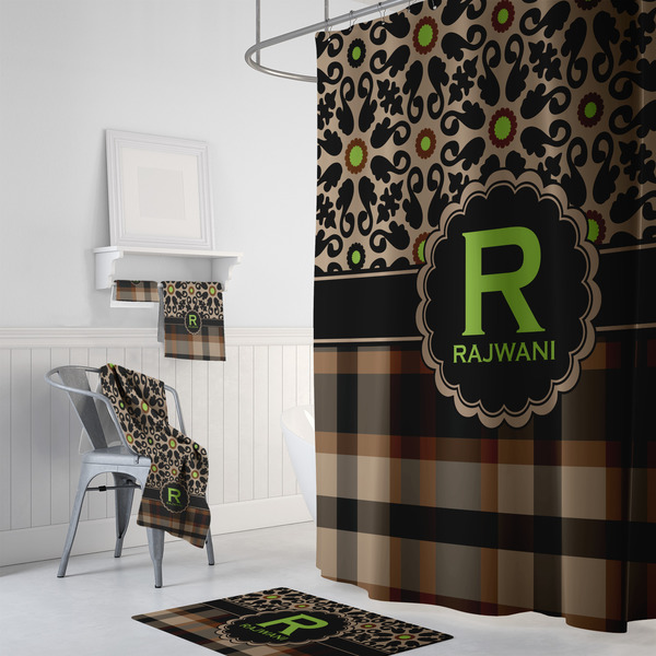 Moroccan Mosaic & Plaid Bath Towel Sets - 3-piece - In Context