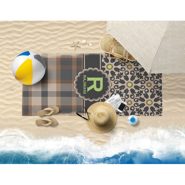Moroccan Mosaic & Plaid Beach Towel Lifestyle