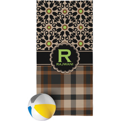 Moroccan Mosaic & Plaid Beach Towel (Personalized)