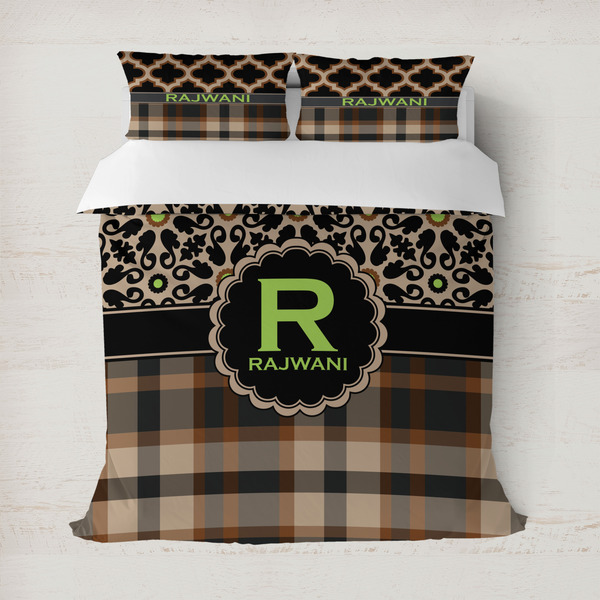 Custom Moroccan Mosaic & Plaid Duvet Cover (Personalized)