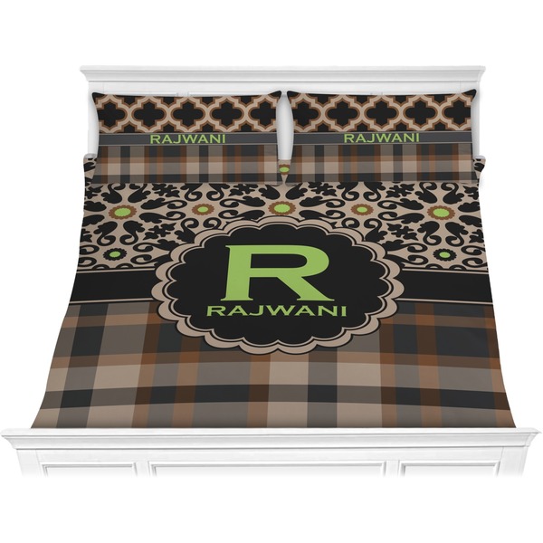Custom Moroccan Mosaic & Plaid Comforter Set - King (Personalized)