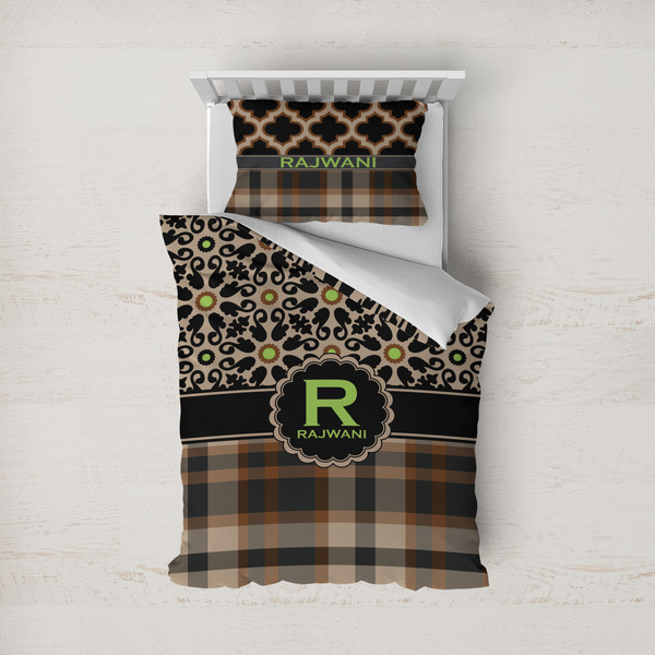 Custom Moroccan Mosaic & Plaid Duvet Cover Set - Twin (Personalized)