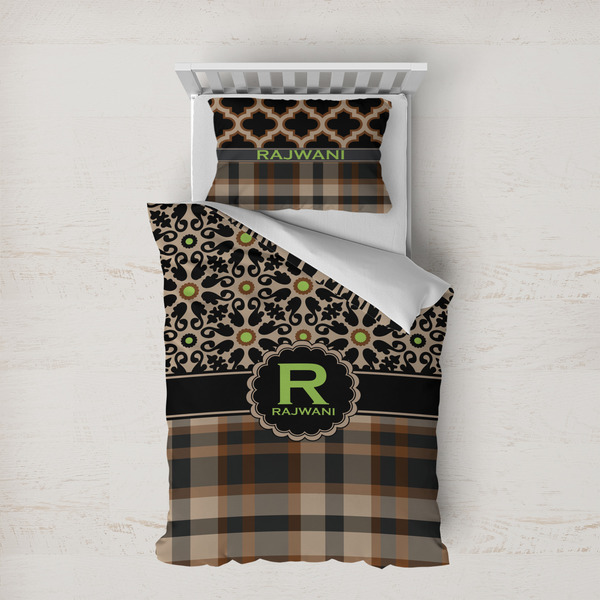 Custom Moroccan Mosaic & Plaid Duvet Cover Set - Twin XL (Personalized)