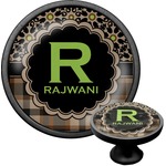 Moroccan Mosaic & Plaid Cabinet Knob (Black) (Personalized)