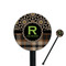 Moroccan Mosaic & Plaid 5.5" Round Plastic Stir Sticks - Black - Single Sided (Personalized)