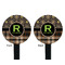 Moroccan Mosaic & Plaid Black Plastic 7" Stir Stick - Double Sided - Round - Front & Back
