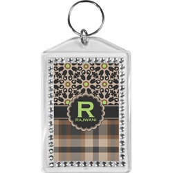 Moroccan Mosaic & Plaid Bling Keychain (Personalized)