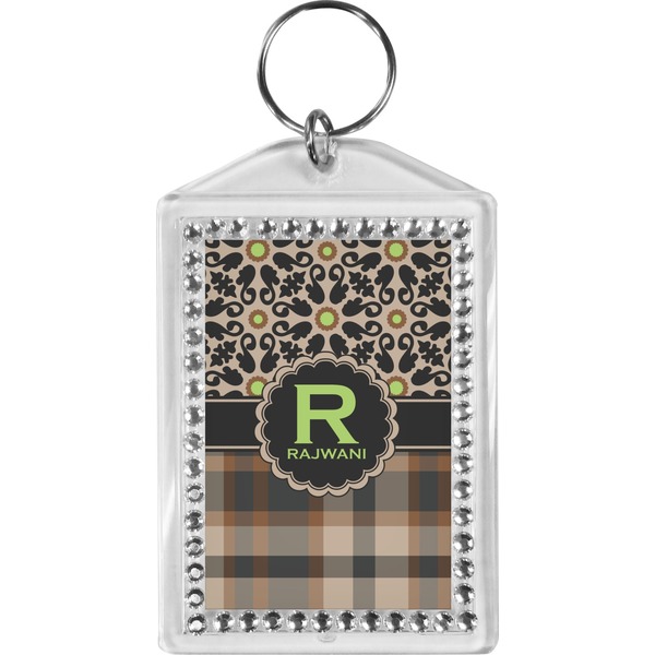 Custom Moroccan Mosaic & Plaid Bling Keychain (Personalized)