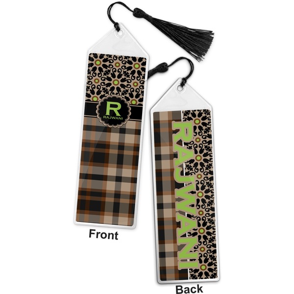 Moroccan Mosaic & Plaid Bookmark with tassel - Front and Back