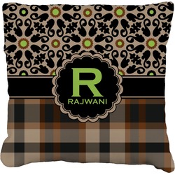 Moroccan Mosaic & Plaid Faux-Linen Throw Pillow 18" (Personalized)