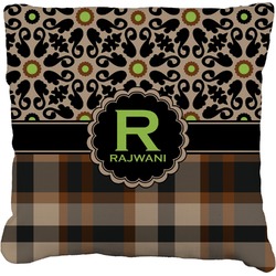 Moroccan Mosaic & Plaid Faux-Linen Throw Pillow 20" (Personalized)