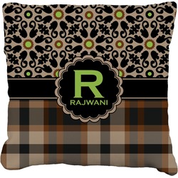 Moroccan Mosaic & Plaid Faux-Linen Throw Pillow 26" (Personalized)