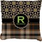 Moroccan Mosaic & Plaid Faux-Linen Throw Pillow 26" (Personalized)